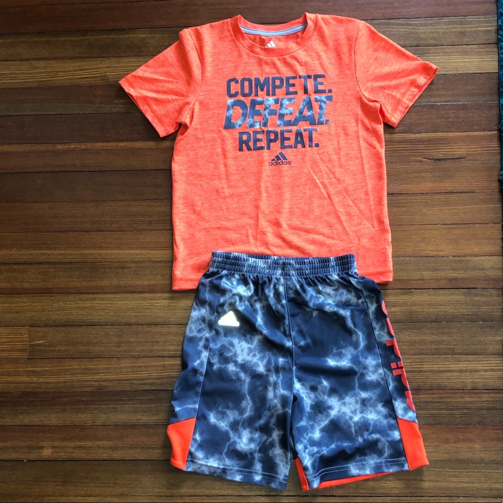 Adidas | Boy’s shirt and short | Orange and gray
